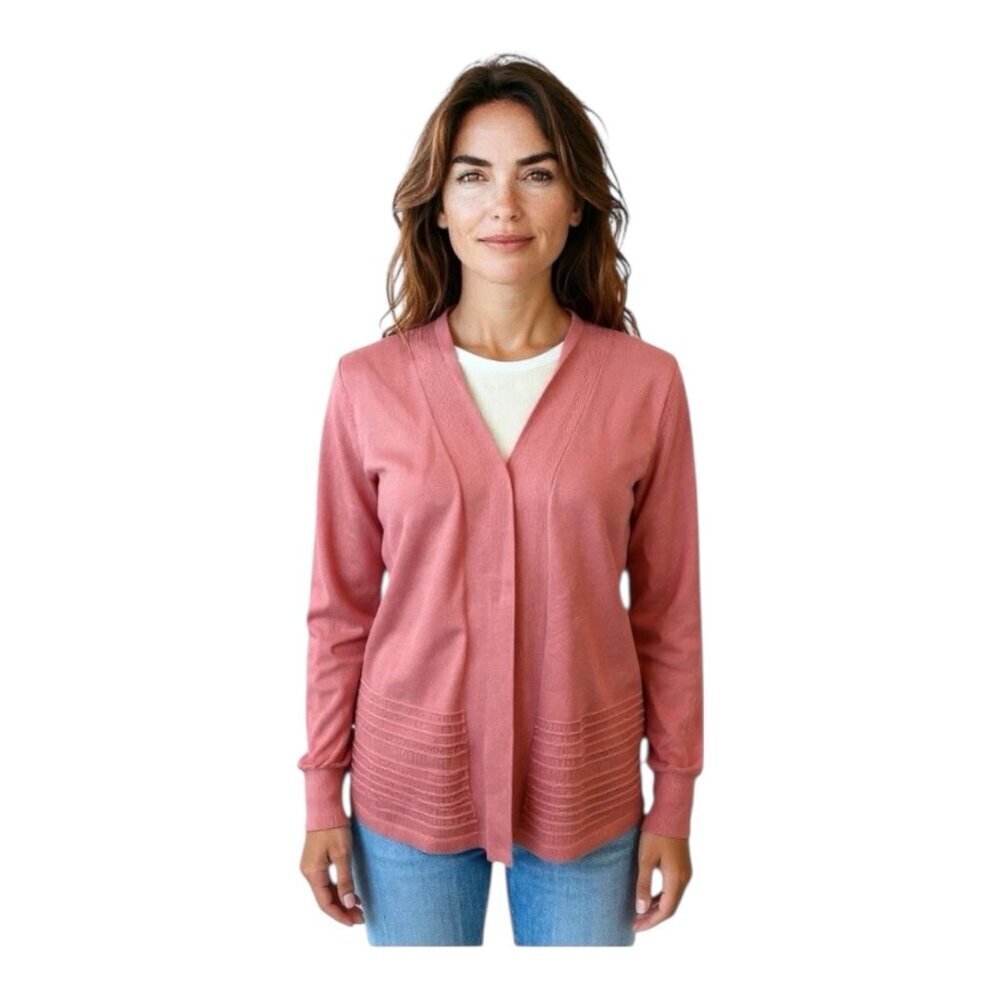 Lety & Me Womens Gabby Pointelle Cardigan~Size Small~Salmon~Stitch Fix NWT L3 01